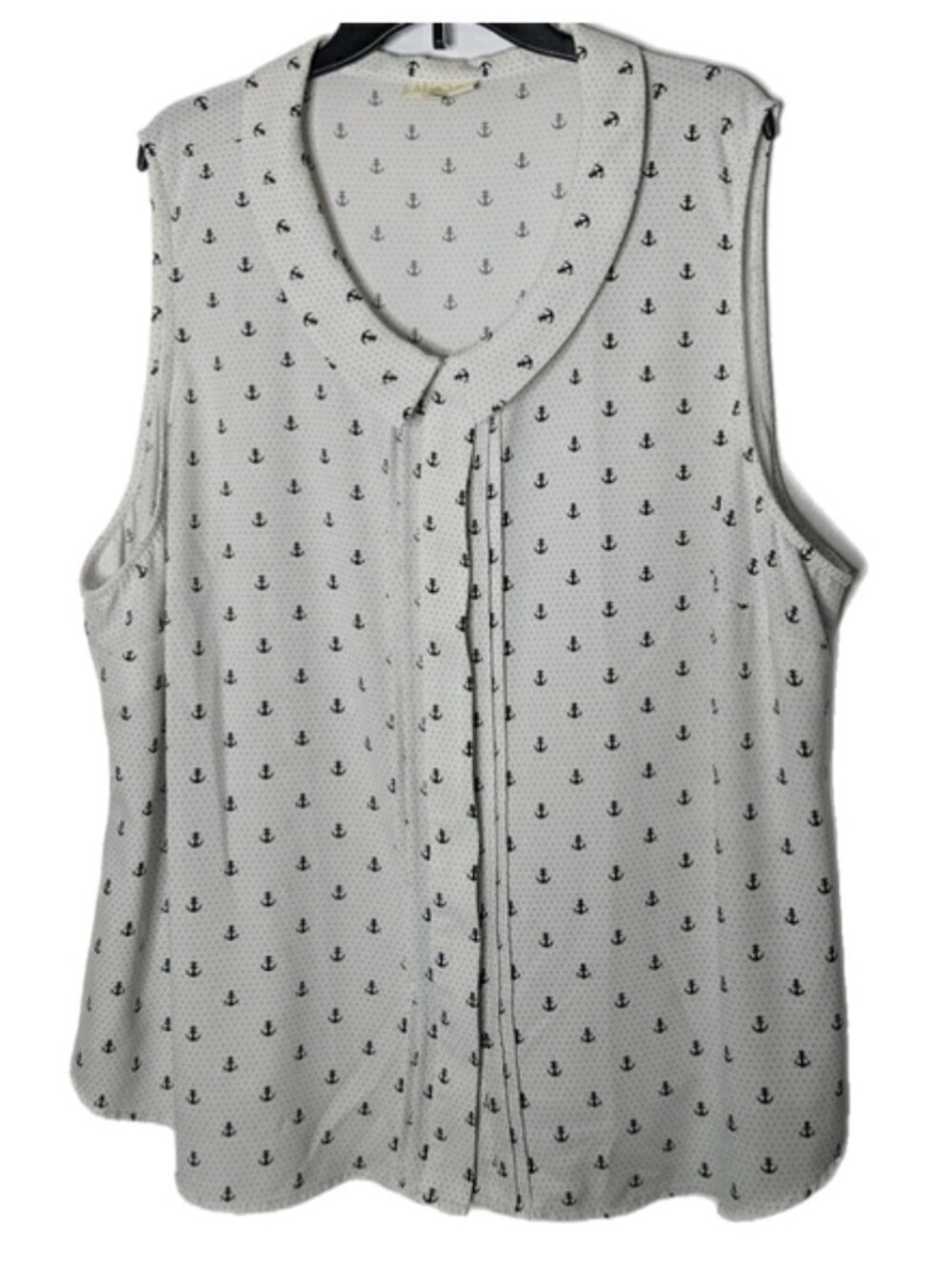 Modcloth White Sleeveless Anchor Print Blouse, 4X